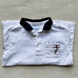 Mayoral White Long Sleeve Polo with Skateboard Motif Boys Size 9